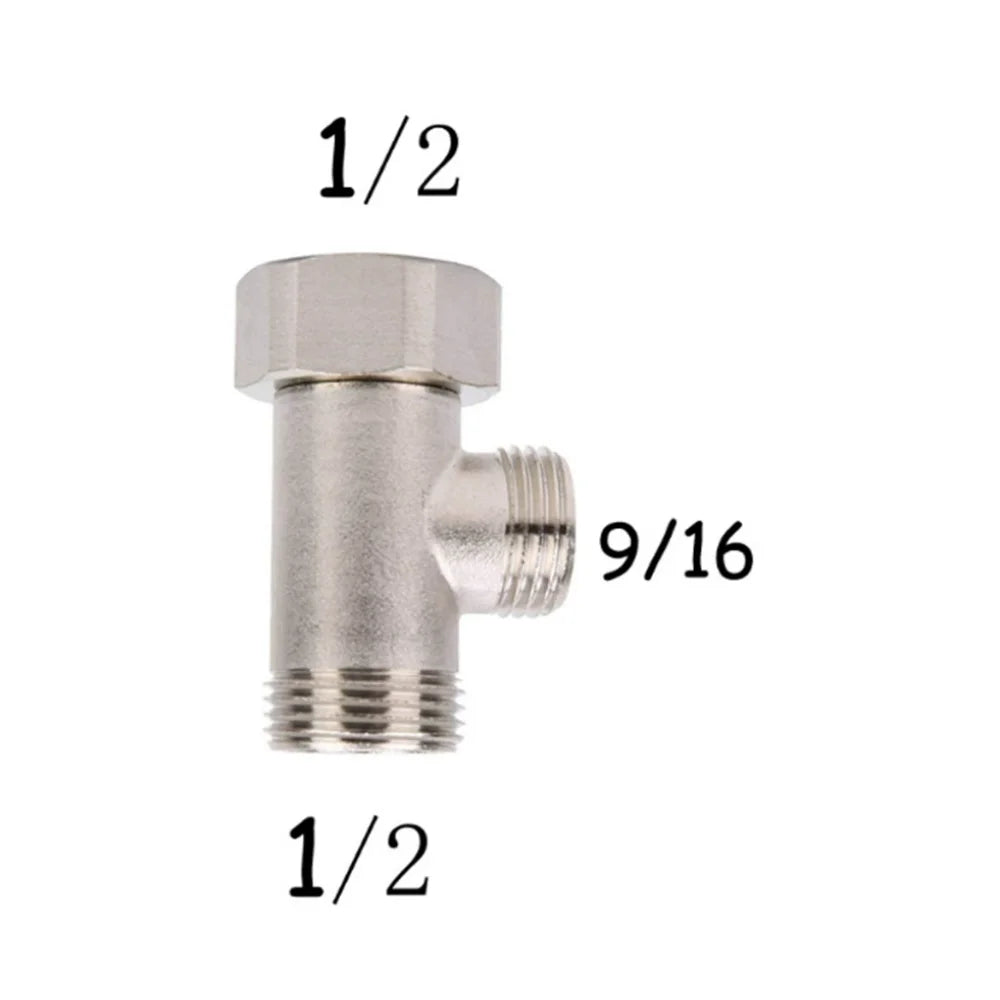Brass T Valve Adapter Connector 3/8' 1/2' 9/16' 15/16' Durable Kitchen Sink Splitter Diverter Valve Oasis Select 1-2