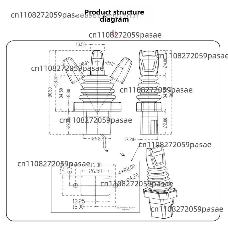 XD33 Single Axis Thumb Rocker Joystick Control Lever Handle Industrial Sensor Potentiometer Switch Oasis Select