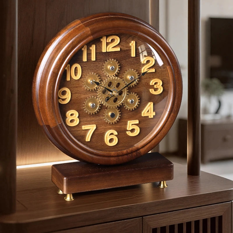 2025 New Solid Wood Table Clock Is A Creative and Retro European-style Pendulum Clock for The Living Room Desk Clock Oasis Select