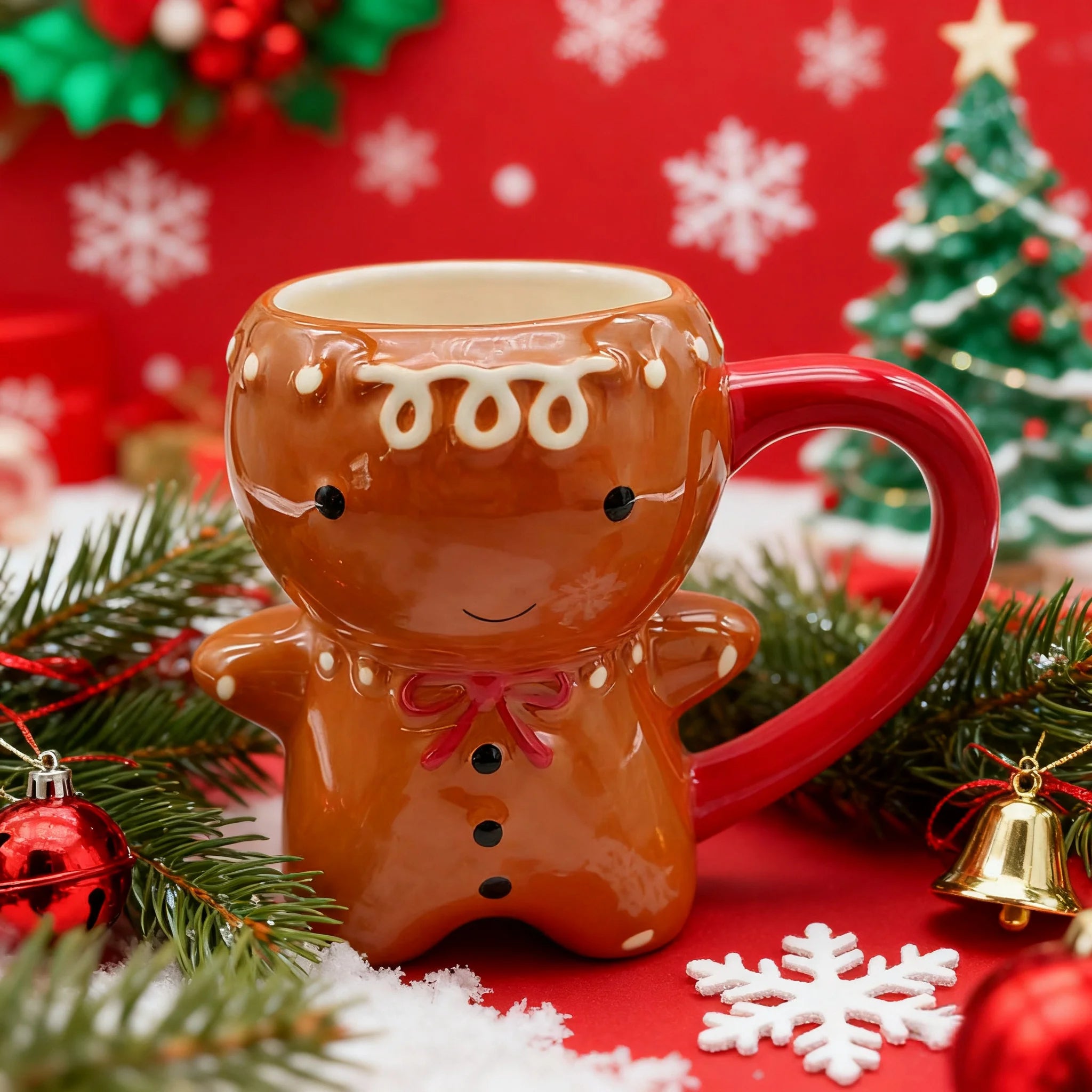 Kawaii Gingerbread Man Ceramic Mug | 3D Christmas Cup 300ML Ceramic Christmas Mug Oasis Select