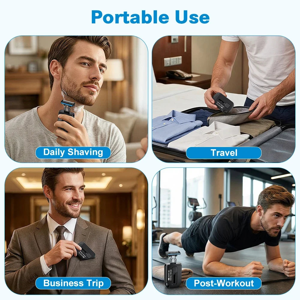 Mini 6-Blade Retractable Pocket Razor | Men's Travel Shaver
