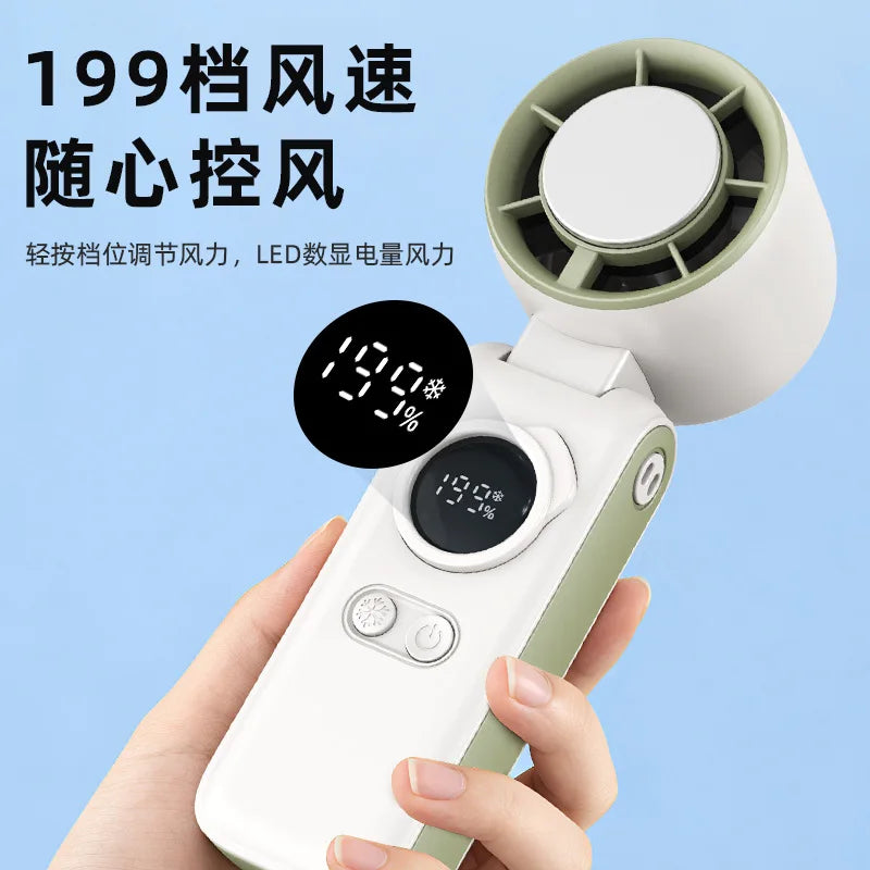 USB Portable Handheld Turbo Fan – Digital Display, High Speed