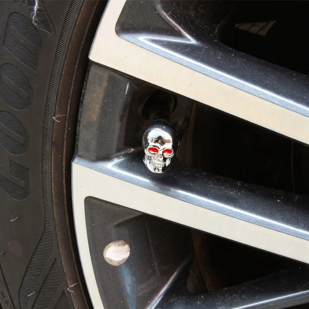 4Pcs Skull Style Tire Valve Stem Caps , Tire Wheel Valve Stem Dust Caps for Cars Trucks Trailers SUV's RV's Motorcycles Bikes Oasis Select