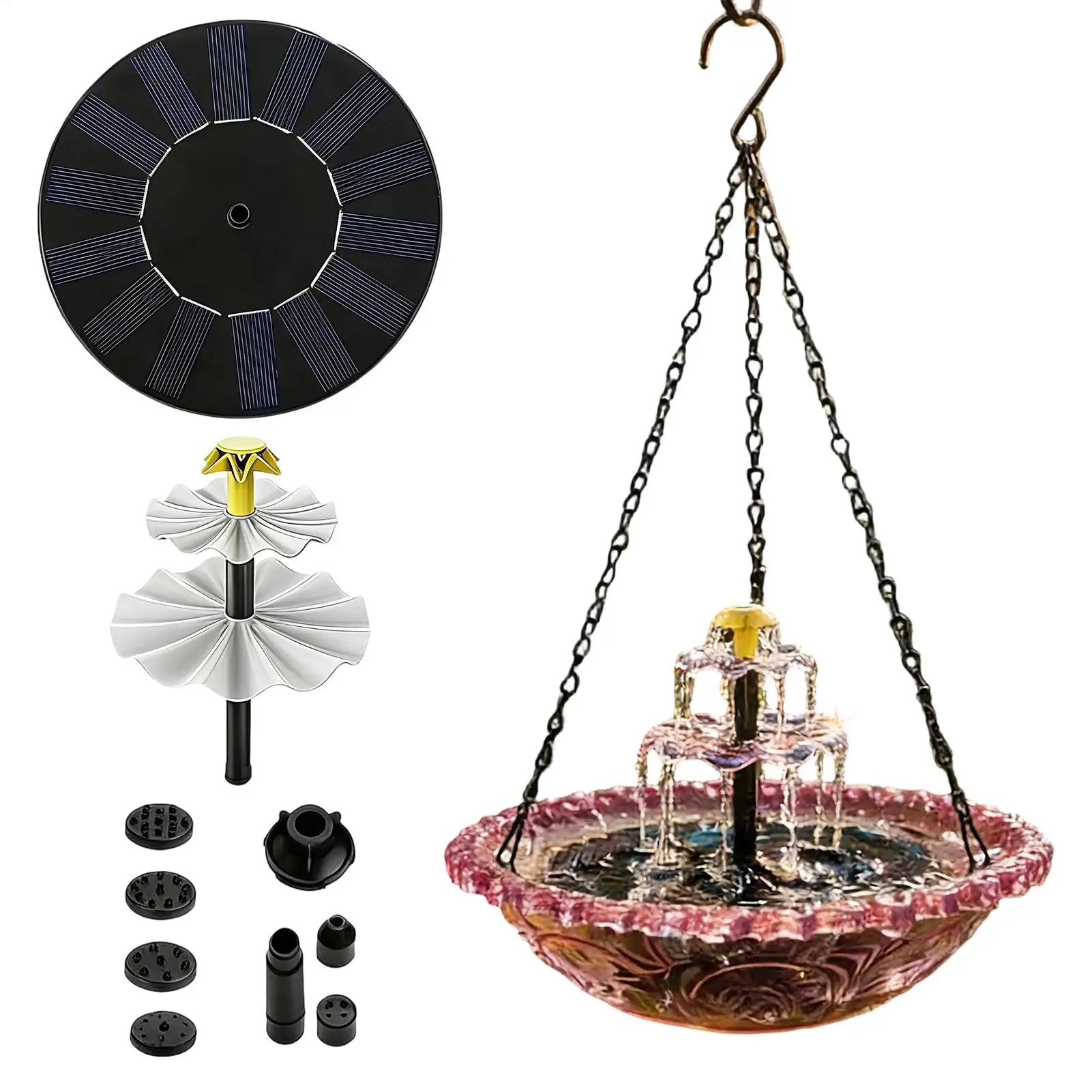 Solar Bird Bath Fountains Decorative with Pump Sprinkler Solar Powered Bird Bath Fountain for Outdoor Garden Yard Patio Porch Oasis Select