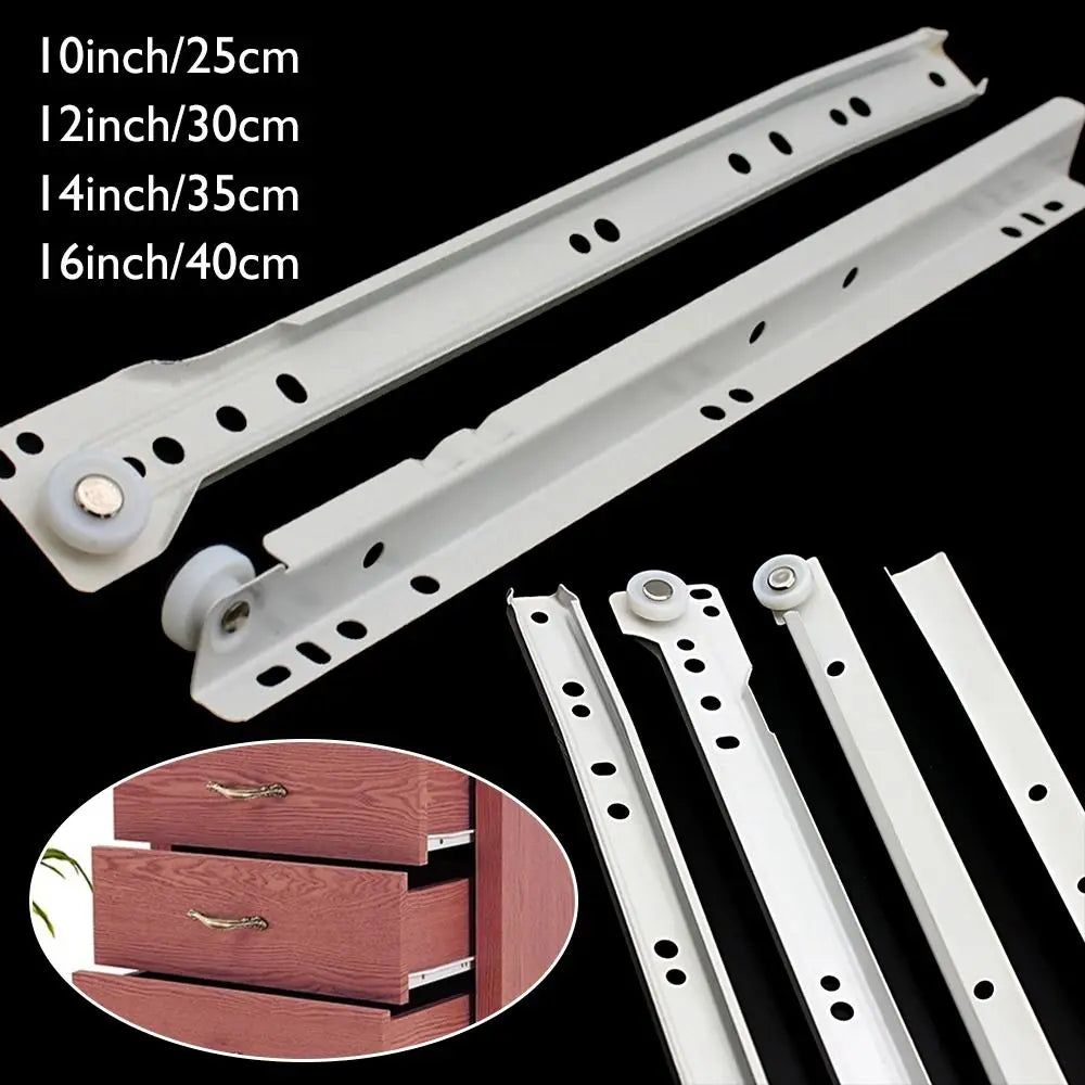 1Pair Mute Pulley Furniture Two Section Cabinets Keyboard Roller Computer Table Chute Two Cabinet Rails Drawer Track Slides Oasis Select