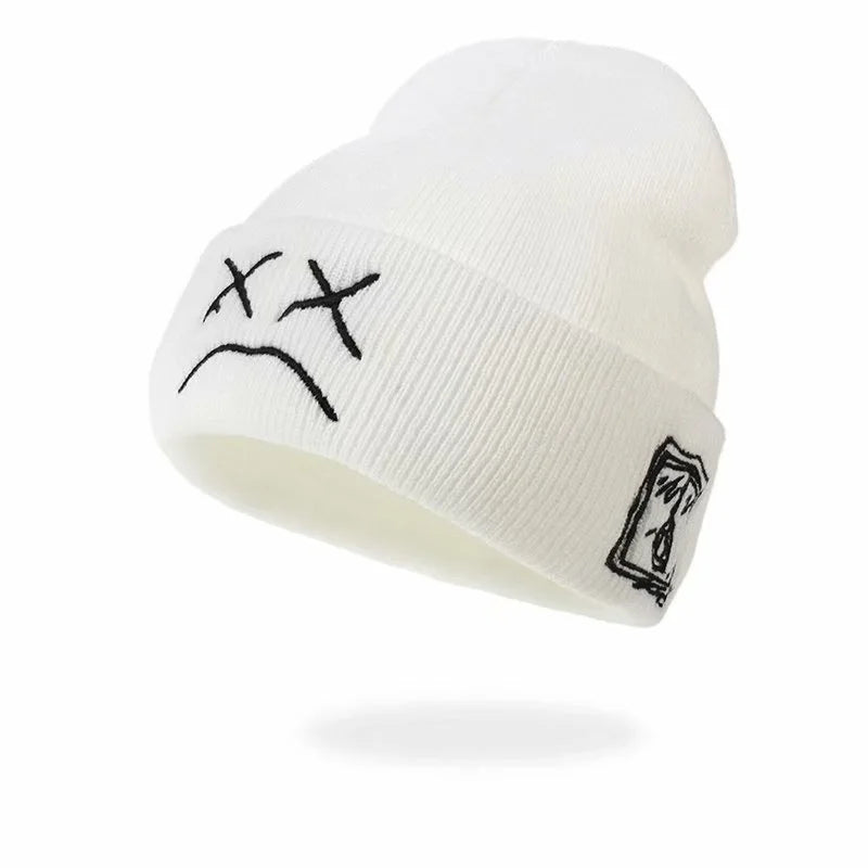Personalized Hip Hop Emojis Embroidered Knitted Hat for Men and Women Couples Autumn/Winter Hat Hoodie Cold Hat Guapi Hat Oasis Select b One size fits all
