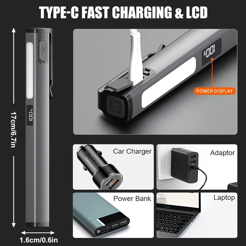 POCKETMAN Magnetic COB Pen Work Light USB Rechargeable LED