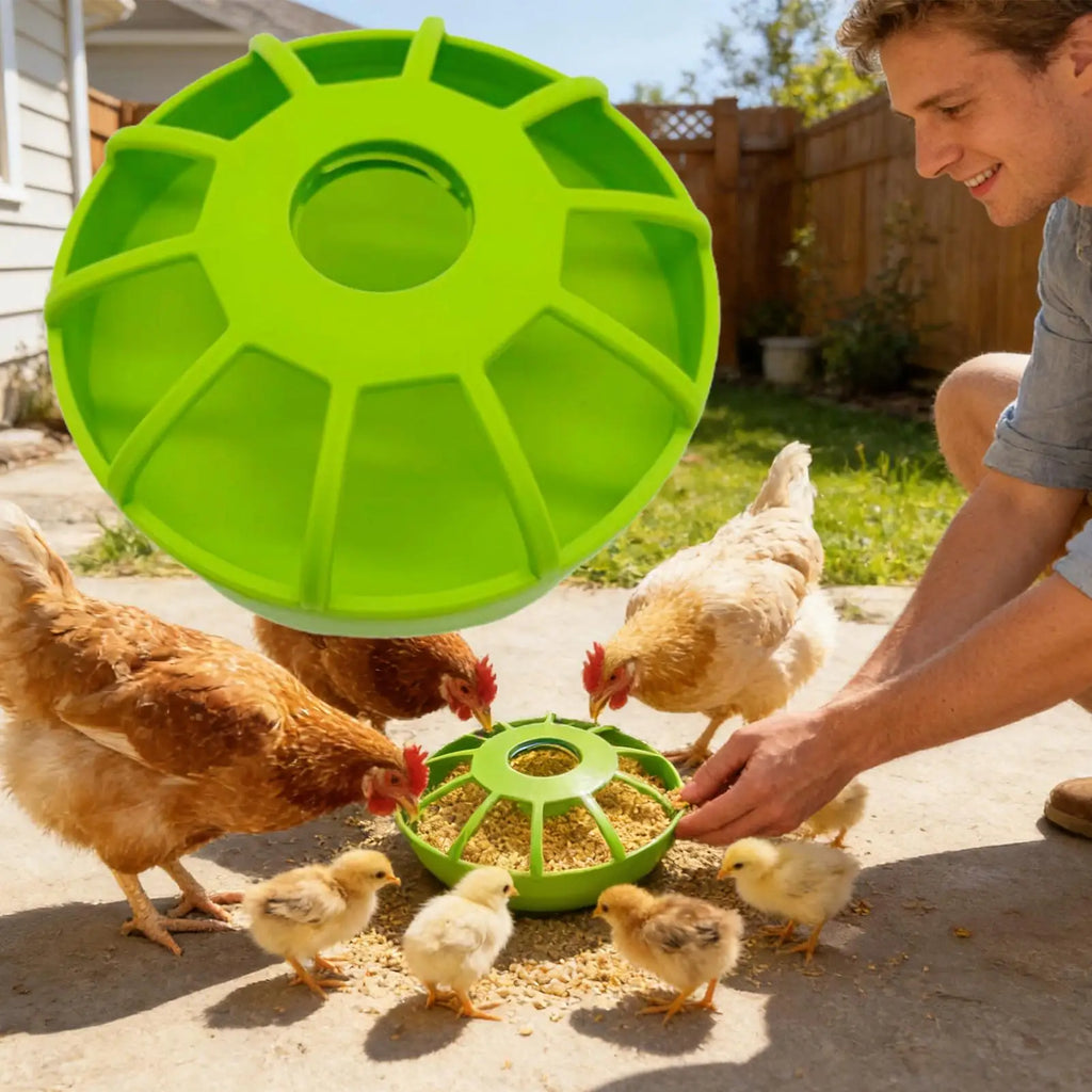 Poultry Feeder Spill Proof Non Slip UV Resistant Chicken Coop Feeder Food Storage for Parakeet Pigeon Quail Duck Home Cage Oasis Select