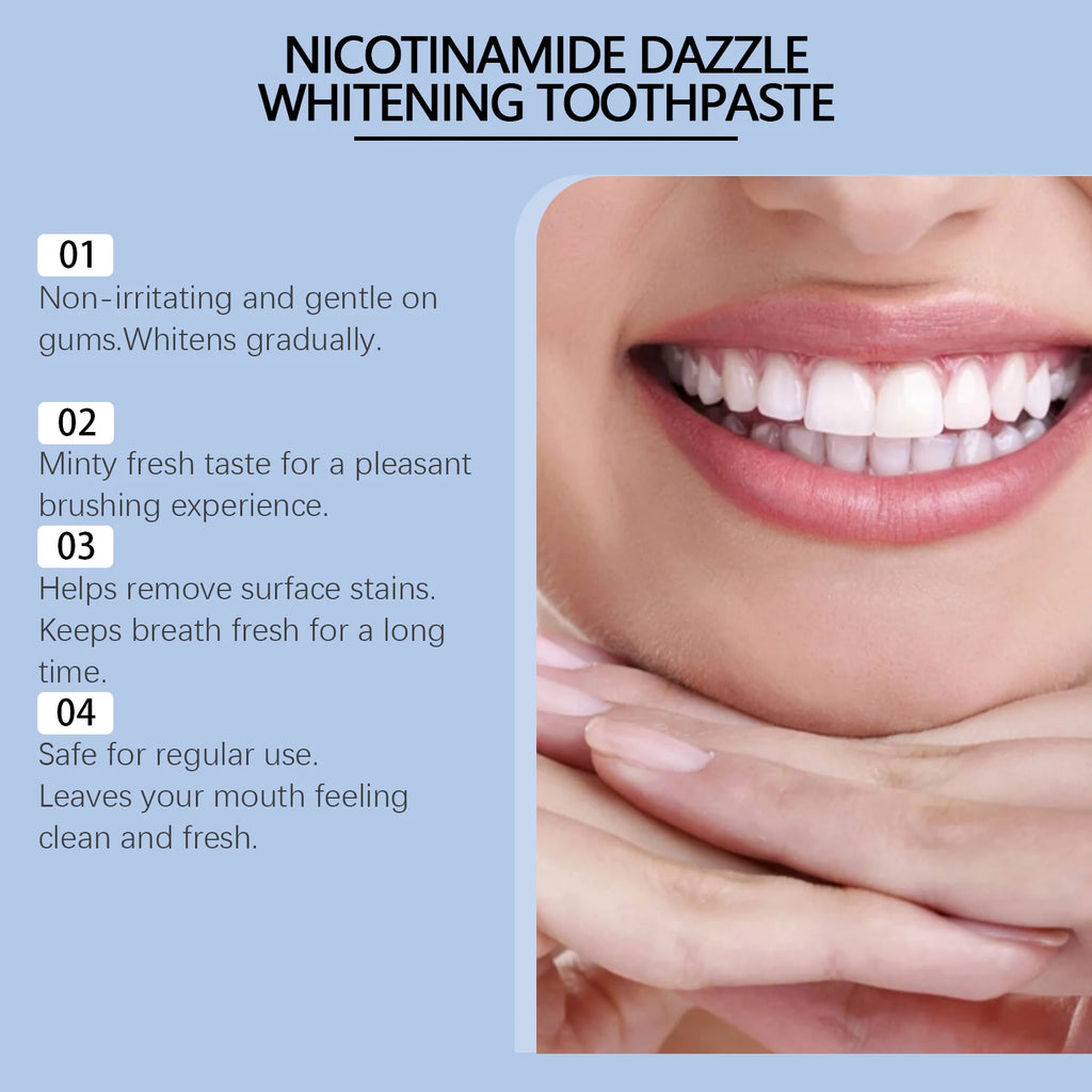 Niacinamide Whitening Toothpaste Intensive Whiten Teeth Protect Tooth Enamel Fresh Breath Fluoride-Free Stain Removal Oral Care Oasis Select
