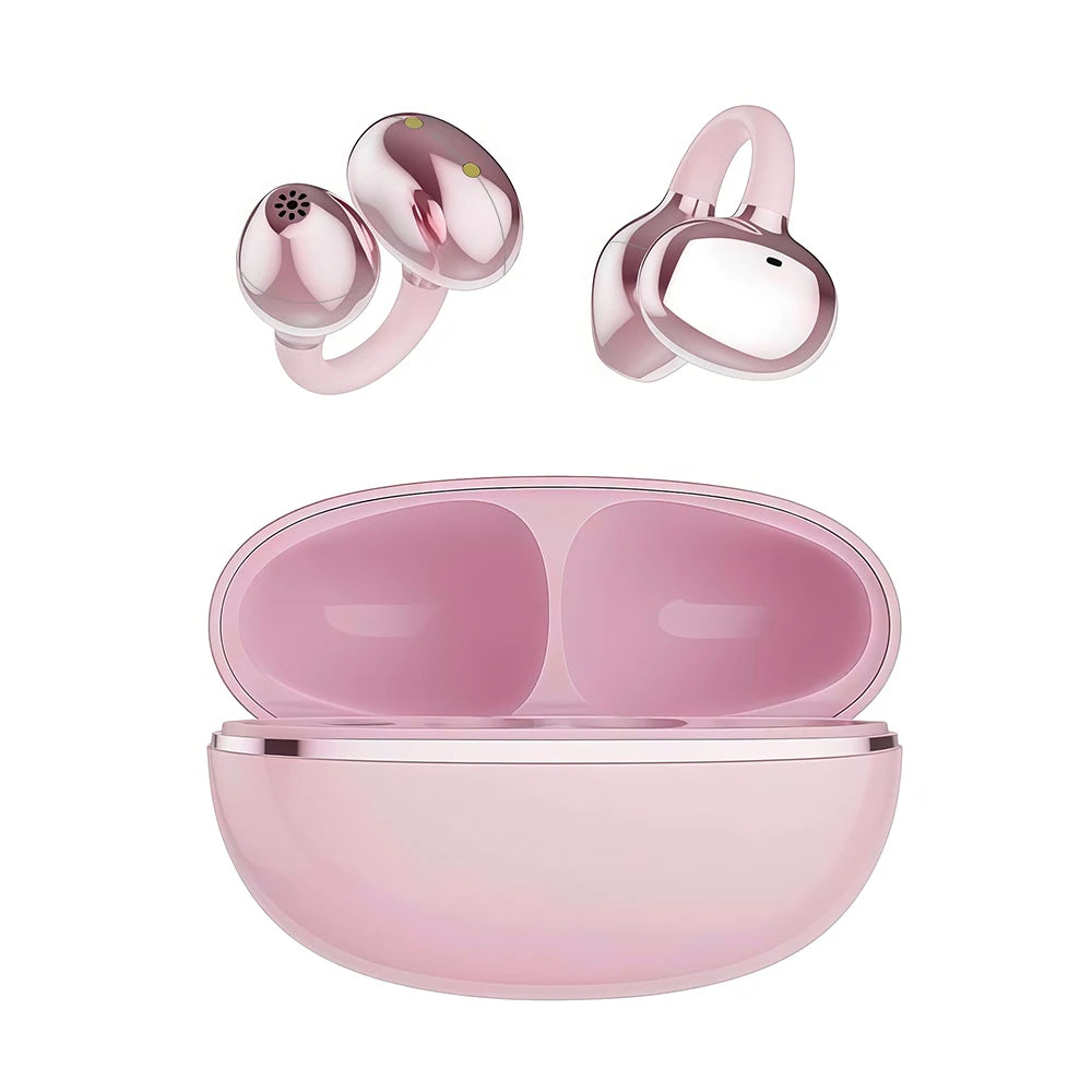 Original TWS Bluetooth Earphones Ear Clip Earring Wireless Headphones with Mic Calling Touch Control Sports Headsets Oasis Select pink