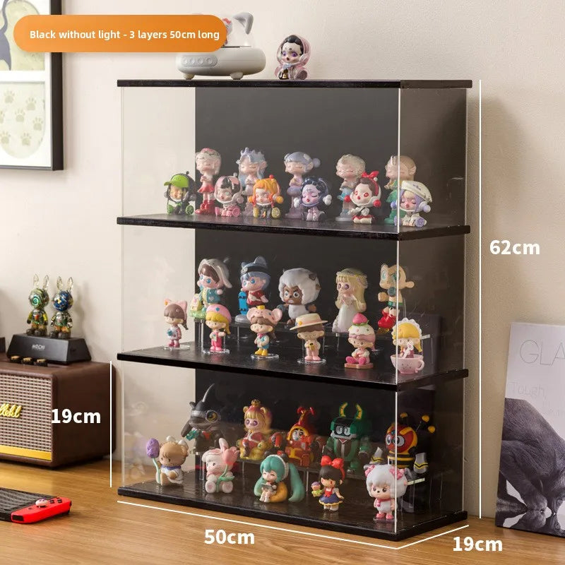 Figure building block display cabinet multi-layer stackable dust storage cabinet tide play figure transparent display box Oasis Select Black 3-50