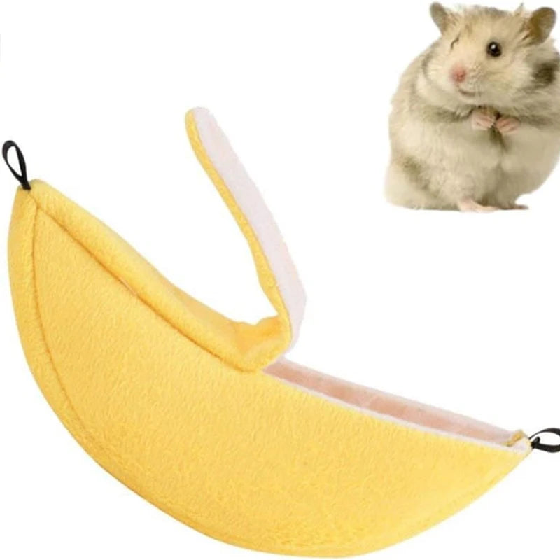 Banana Hamster Bed House Hammock Small Animal Warm Bed House Cage Nest Hamster Accessory for Sugar Glider Hamster Small Bird Pet Oasis Select
