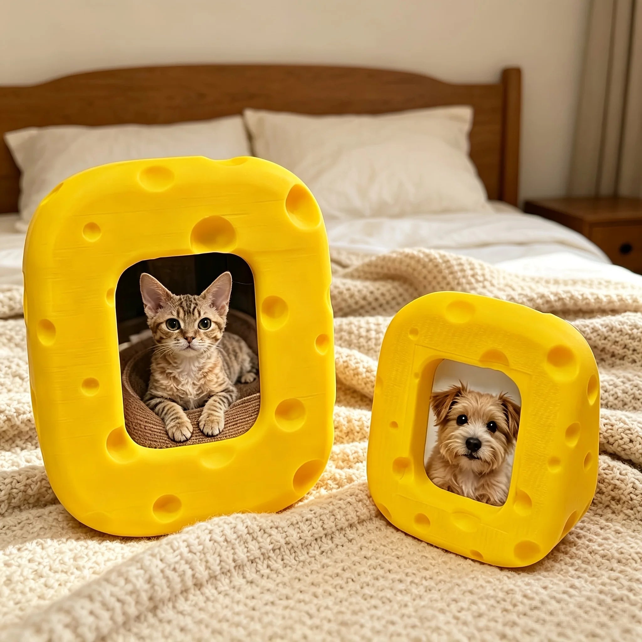 Cute Swiss Cheese Photo Frame Pet Picture Holder Decor Ornaments for Home Desktop Shelves Fun Home Decor for Cat Dog Owners Gift Oasis Select