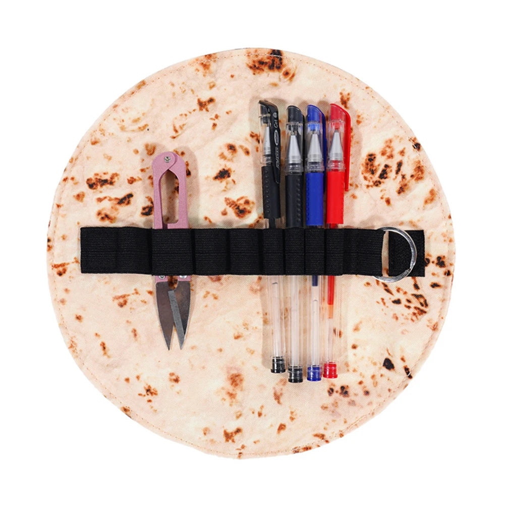 Cartoon Burrito Roll-Up Pencil Case | Funny Canvas Pen Pouch
