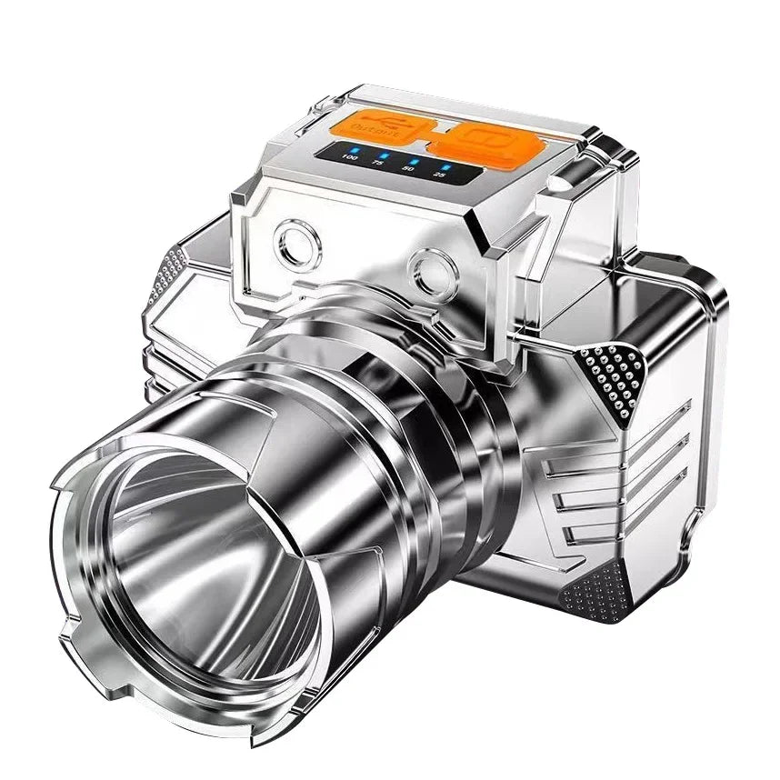 Led Head Flashlight Super Bright Head Led Light HeadLight Rechargeable Head Torch Light Front Waterproof Headlamp for Hunting Oasis Select T003 1pc silvery Silver