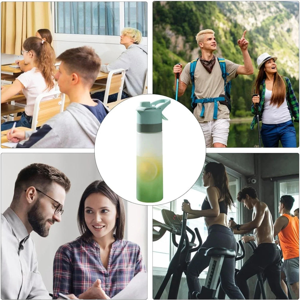 1-4PCS Large Capacity Spray Water Bottle with Straw Gradient Frosted Portable Outdoor Sports Travel Mist Sprayer Reusable Cup Oasis Select