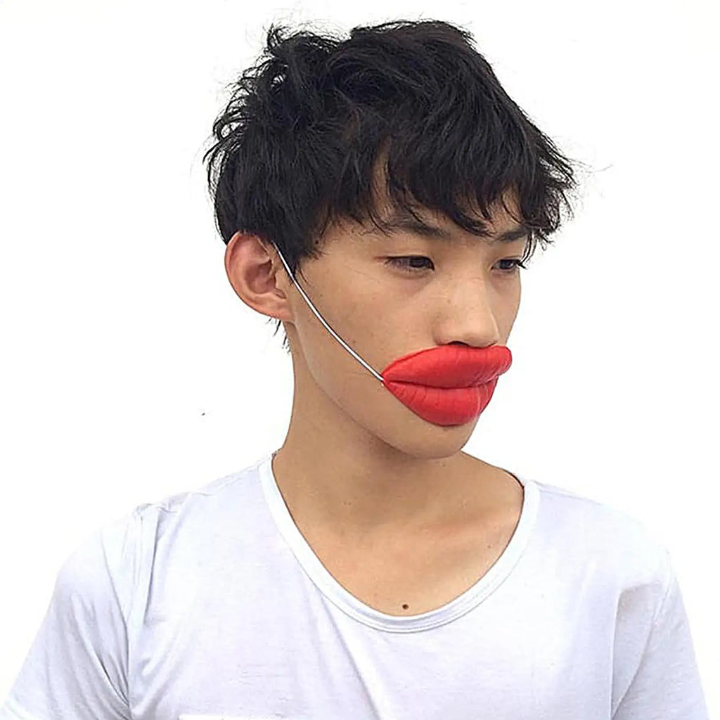 Big Red Lips Latex Mask – Halloween Prank & Party Photo Prop