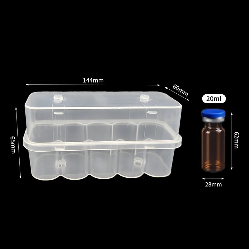 SUSU 20mL 10-Slot Vial Storage Case Plastic Clear Microtube Storage Box Stackable Freezer Tube Box Refrigerator Organizer Oasis Select 20ml