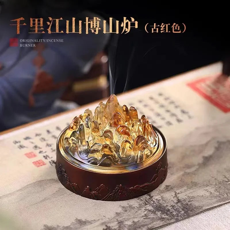 Liushan Boshan incense seal oven household agarwood sandalwood indoor creative tea ceremony incense burner decoration Oasis Select Red