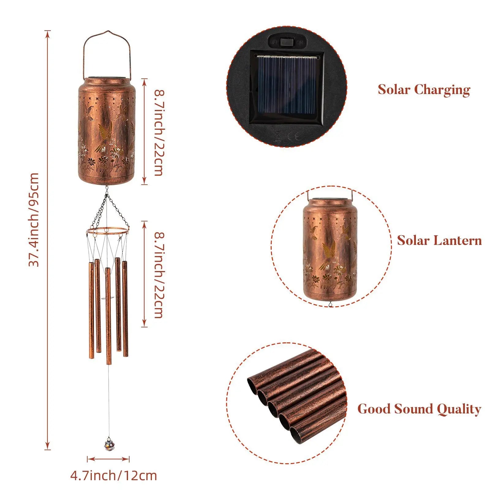 Wind Chime Pendants Solar Lamps Romantic Mapping Wind Chime Courtyard Outdoor and Indoor Creative Retro Decorative Atmosphere Oasis Select