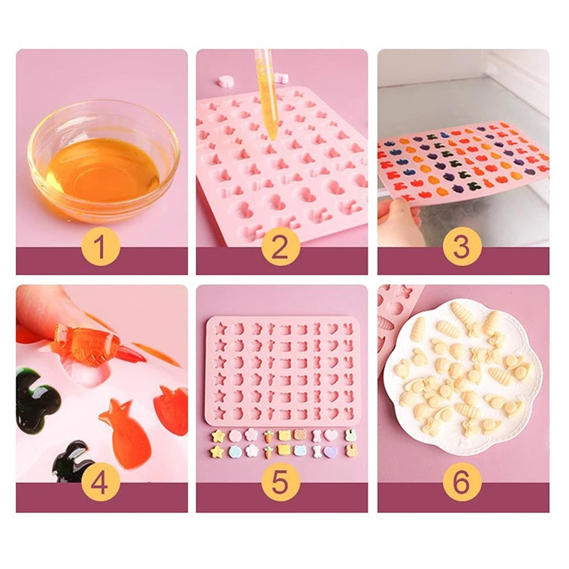 Mix Fruit Animal Mold Silicone Chocolate Rabbit Fish Fudge Candy Jelly Mould Geometric Heart Cake Decor Baking Ice Tray Gifts Oasis Select