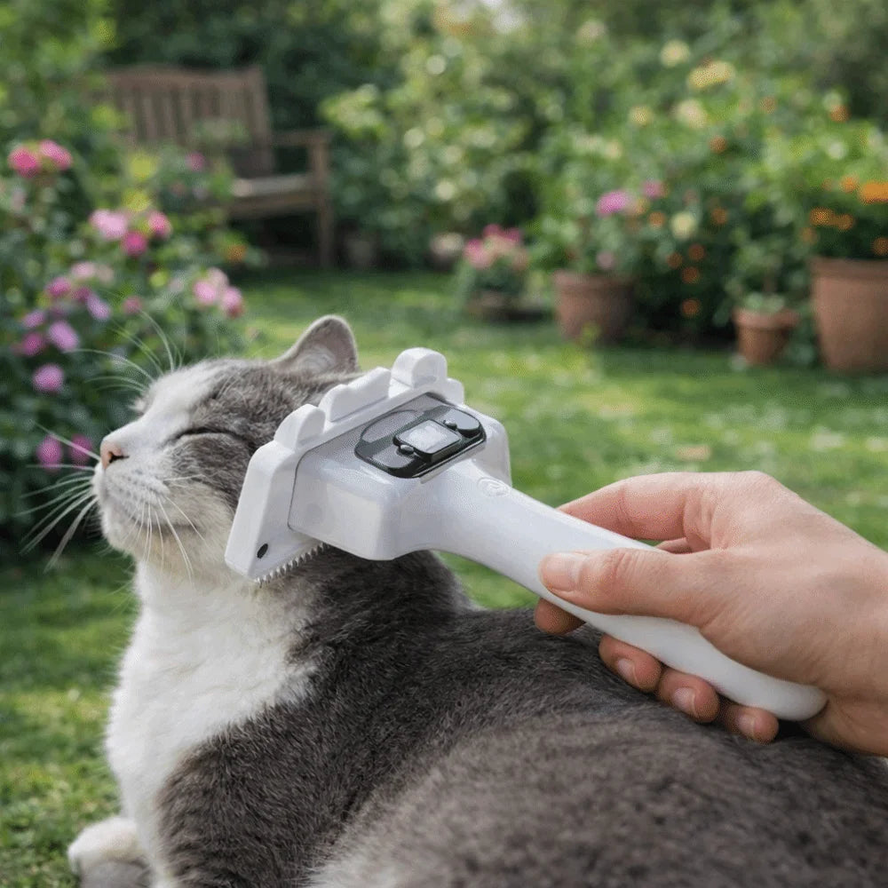 USB Rechargeable Pet Hair Remover Brush & Self-Cleaning Comb