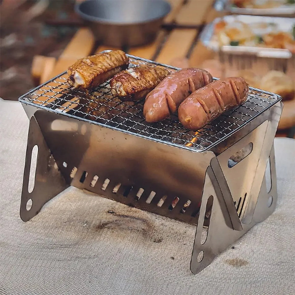 [Hot Sales] Barbecue Grill Heating Stores Multi-Function Camping BBQ Grill Rack Net Firewood Stove Stainless Steel BBQ Grill Oasis Select