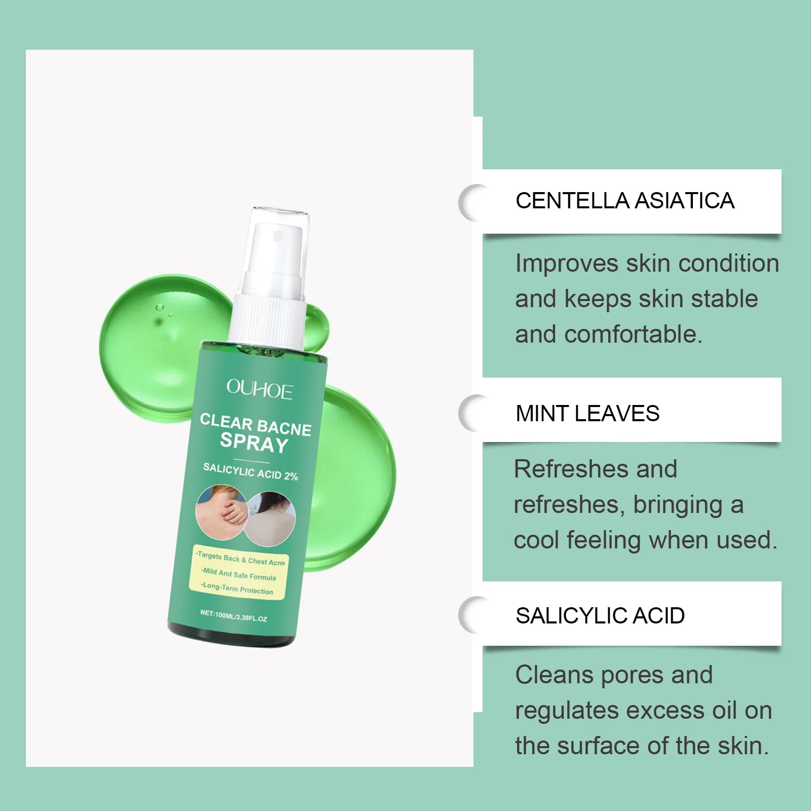 Back Acne Treatment Spray – Oil Control & Spot Repair Mist Body Acne Spray Oasis Select