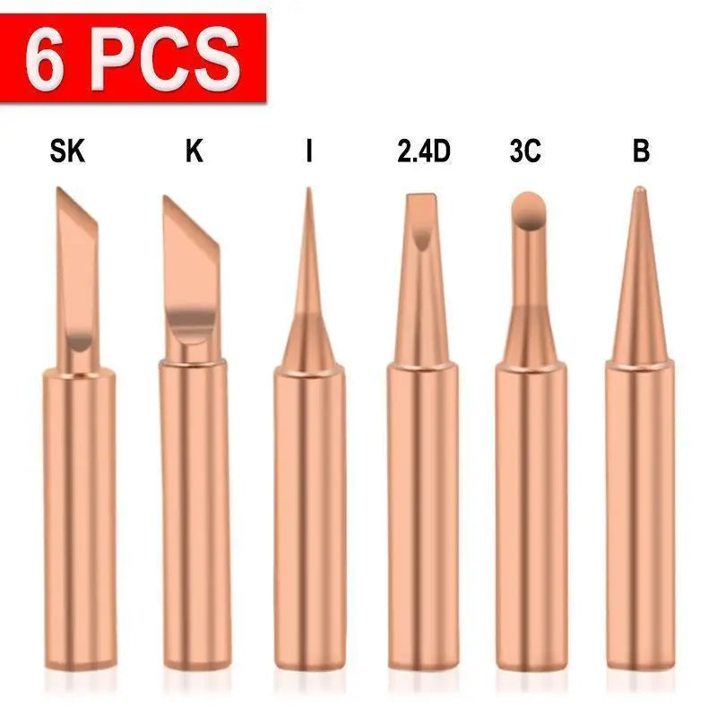900M T Soldering Tip Pure Copper Replacement Accessory Fit for 936 937 938 Soldering Station Electronic Repair Use Oasis Select 6pcs