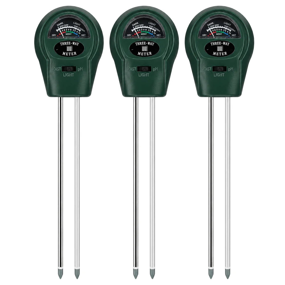 3-in-1 Soil Tester PH Moisture Light Meter Plant Water Sensor Gardening Tool for Indoor Outdoor Garden Farm Flowers Battery Free Oasis Select Soil Tester-3pcs