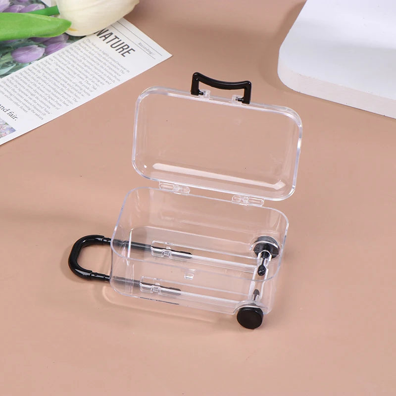 Mini Trolley Luggage Storing Doll Clothes Shoes Jewelry Cute Plastic