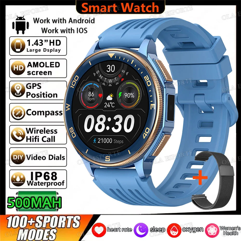 Ola Esporte GPS Smartwatch – AMOLED, 3ATM, 500mAh Battery