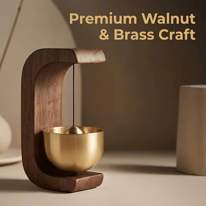 2026 New Arrival！Dopamine Home Wind-Bell Magnetic Inhalation Beech Wood Copper Bell Walnut Ornament Reminder Decorative Bell Oasis Select