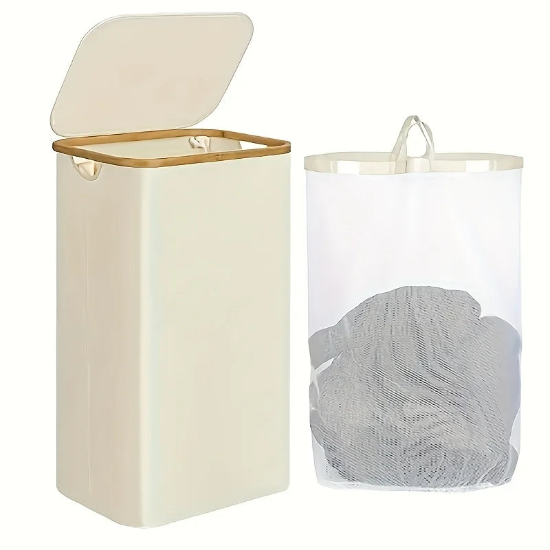Foldable laundry basket with lid, household large-capacity laundry storage basket, bathroom clothes storage hamper Oasis Select BYZYL-baise