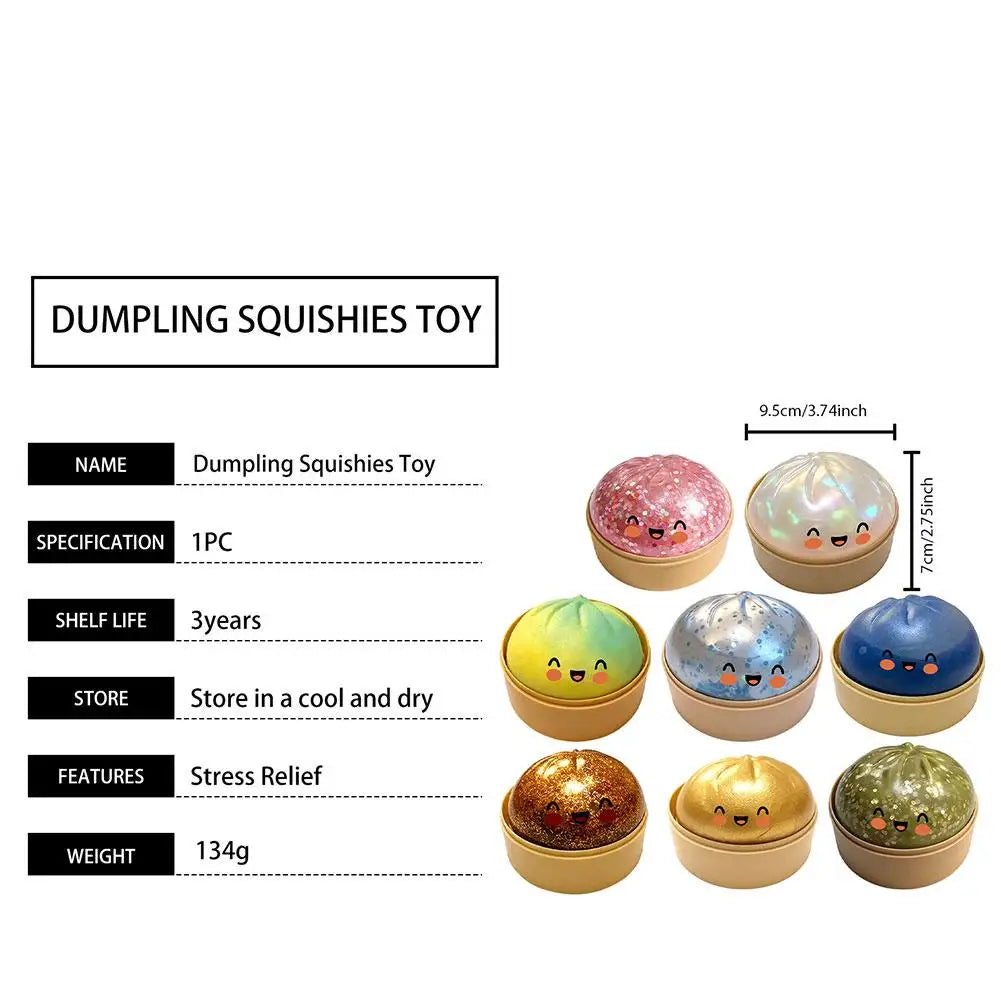 Shiny Flash Simulation Dumpling Bun Toy Pressure Ball, Slow Rebound Soft Pinch Decompression Toy, for Kids Adults Birthday Gifts Oasis Select