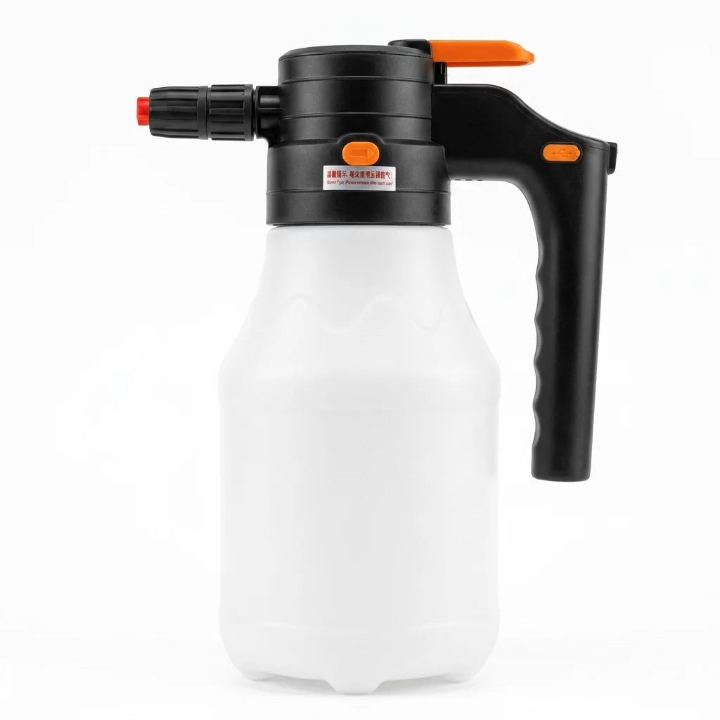 High Pressure Washer 1.5L Electric Foam Sprayer Portable Car Wash Water Gun Household Handheld Watering Kettle Cleaning Sprayer Oasis Select white