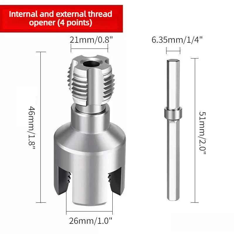 DN15/DN20 Internal External Thread Maker Drill Bit Adapter PVC Tube Threading Tap For Water Pipeline Installation Maintenance Oasis Select Half inch