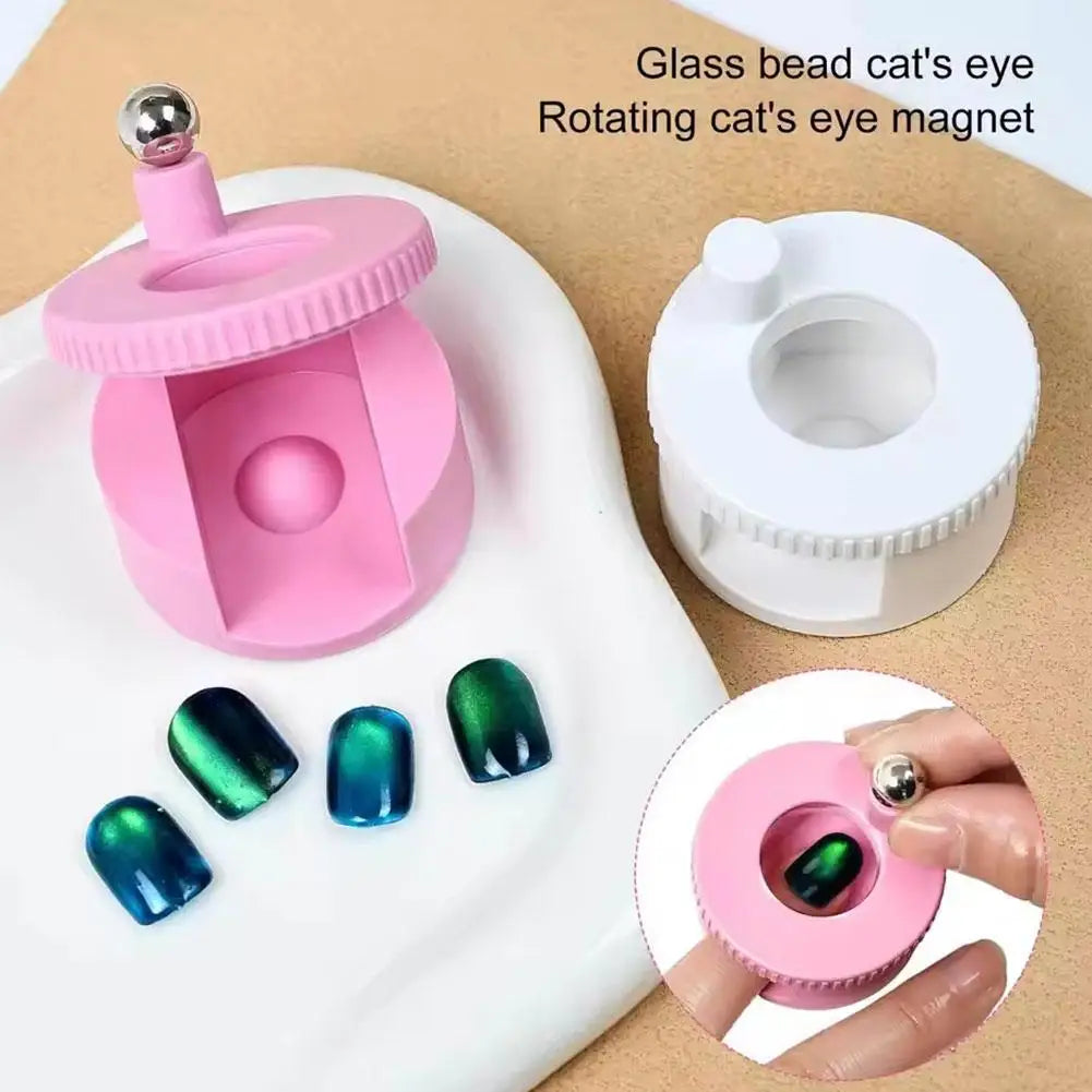 Rotating Cat Eye Magnet for Nails, Automatic Glass Bead Nail Magnet Spinner, Magnetic Gel Polish Guide Tool DIY Nail Art Salon Oasis Select