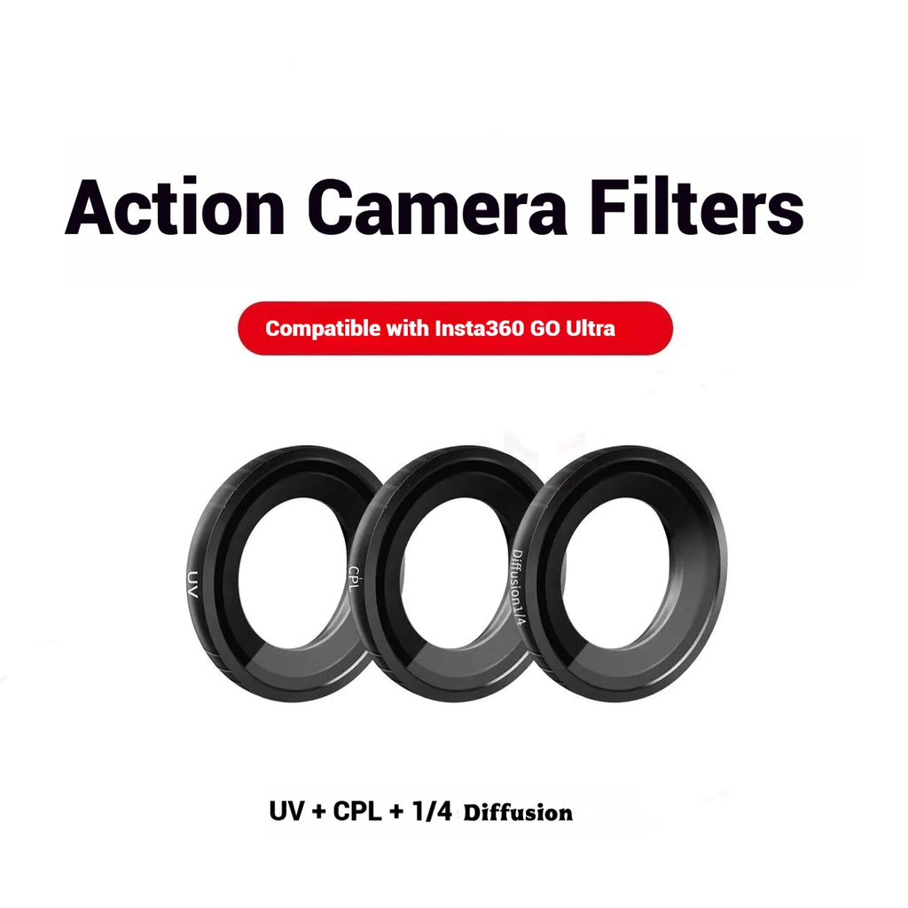 Insta360 GO Ultra Glass Filters – CPL, ND8–ND64, UV & Soft Black