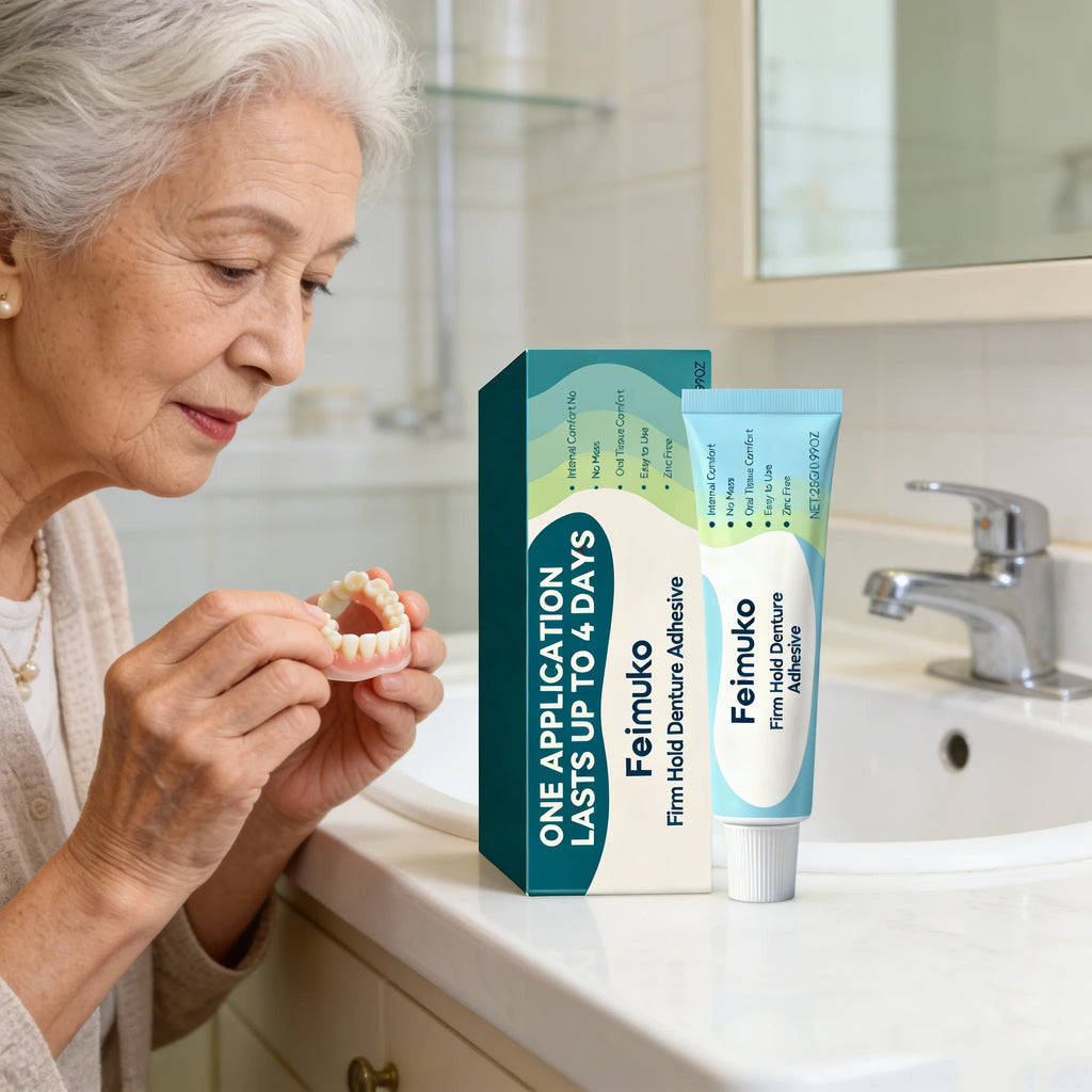 FEIMUKO Denture Adhesive Cream – Firm Hold & Gum Relief