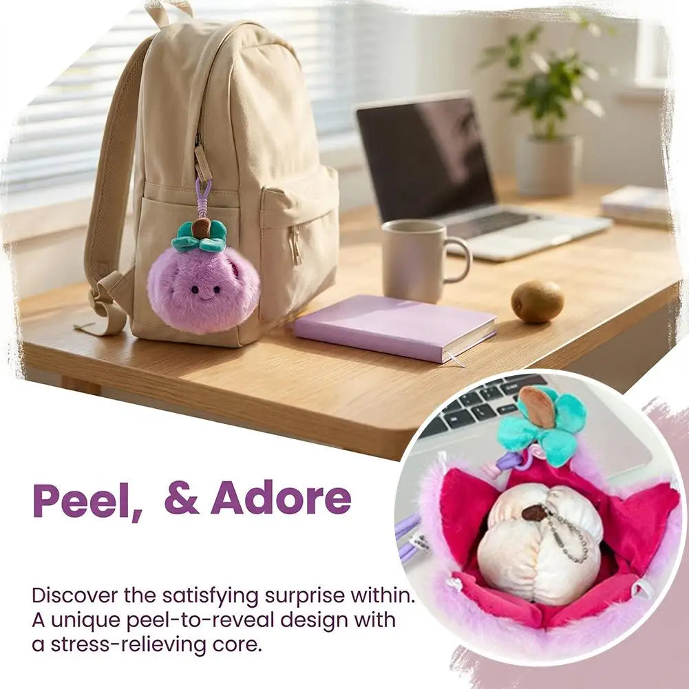 Peelable Fruit Plush Keychain – Stress Relief Toy & Bag Charm