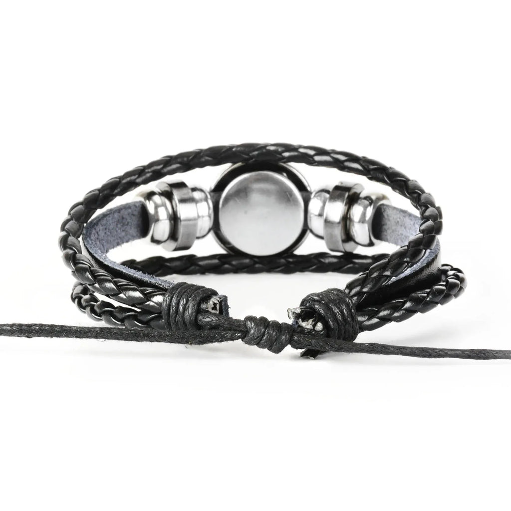 Zodiac Constellation Braided Leather Bracelet | Glass Dome Charm Charm Bracelet Oasis Select