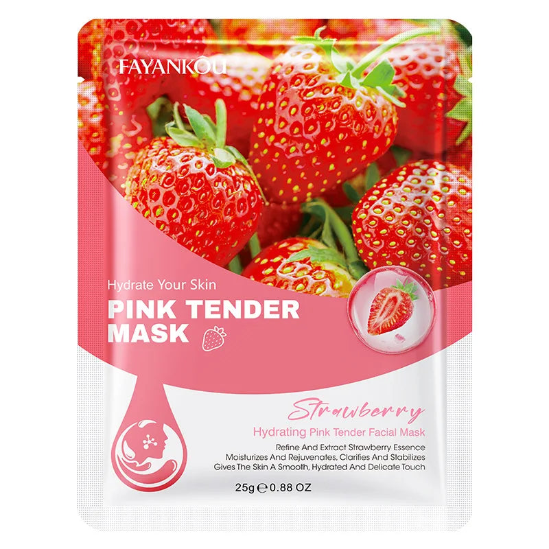 Strawberry Moisturizing Facial Mask – 9 Pc Nourishing Set Facial Sheet Mask Oasis Select Pink 225g