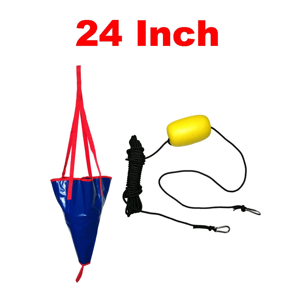 Kayak Canoe Boat Yacht PVC Sea Anchor Drogue Drifting Brake Suit with 30 Feet Retrieving Tow Throw Line Oasis Select 24inch Blue