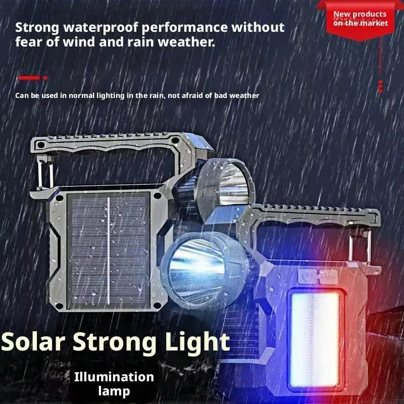 Outdoor Solar-Powered Super Bright Long-Range Rechargeable High-Capacity Strong Light Handheld Searchlight Oasis Select
