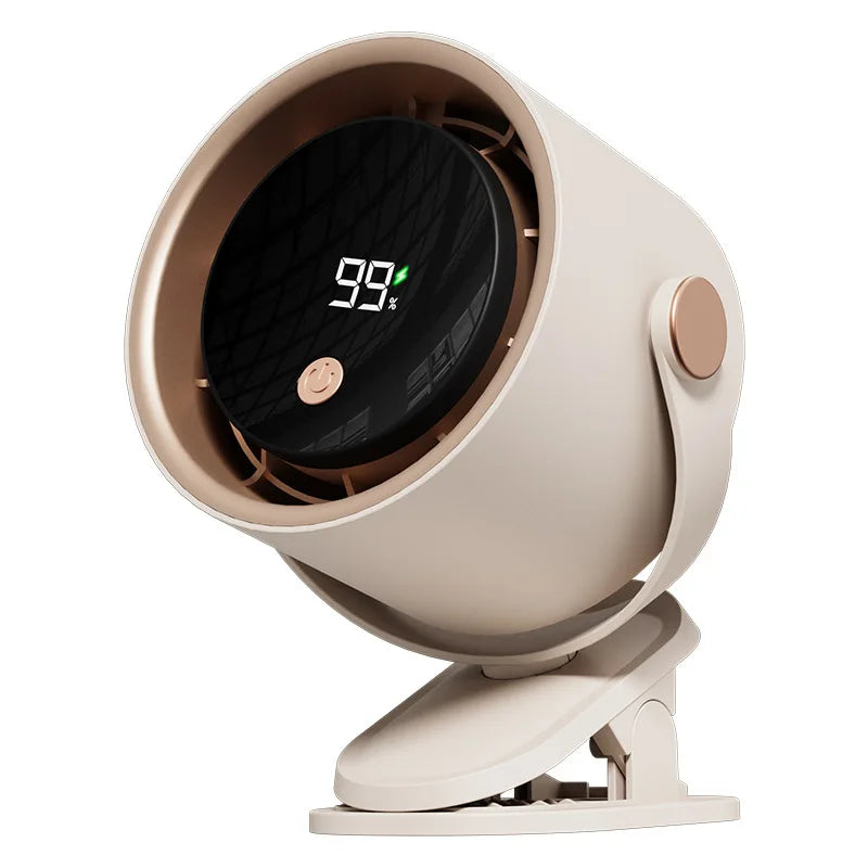 Digital Display Clip-On USB Desk Fan – Rechargeable Portable