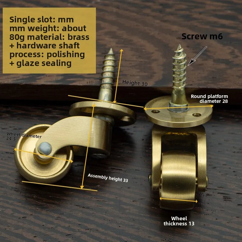 1pcs High Quality Brass Furniture Casters /universal Wheel Piano Castor Metal Sofa Foot Roller Office Hardware Oasis Select E 1pcs