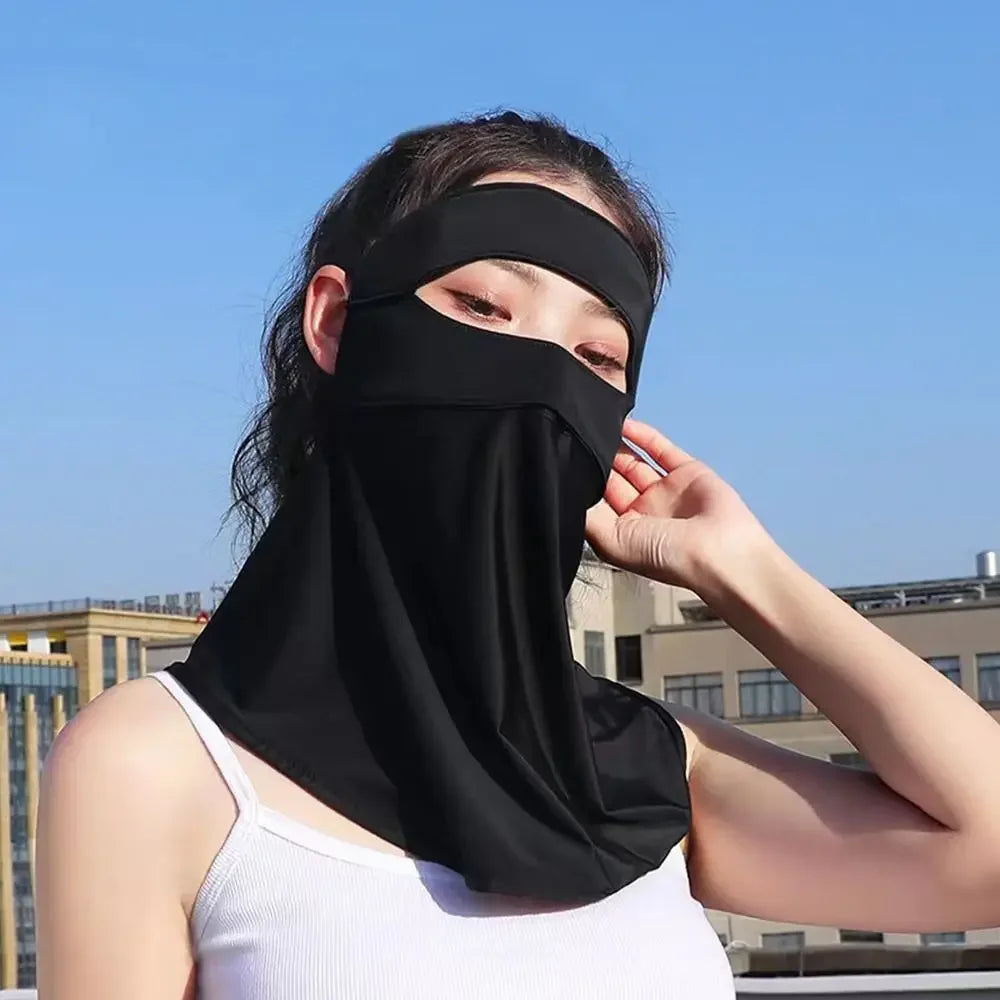 1-10PCS Ice Silk Face Mask Women Cooling Breathable UV Protection Eye Cover Summer Sun Mask Dustproof Stylish Face Gaiter Oasis Select