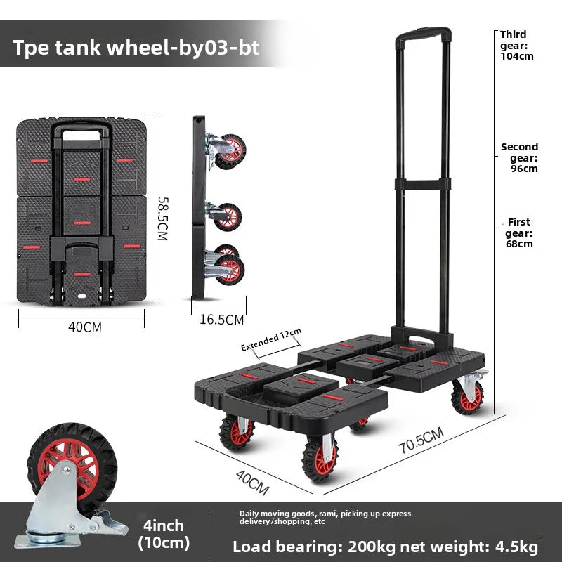 Multi-functional Baoyu, outdoor camper, family truck shopping cart with brake wheel folding trolley trailer Oasis Select Black-BY03-BT-A