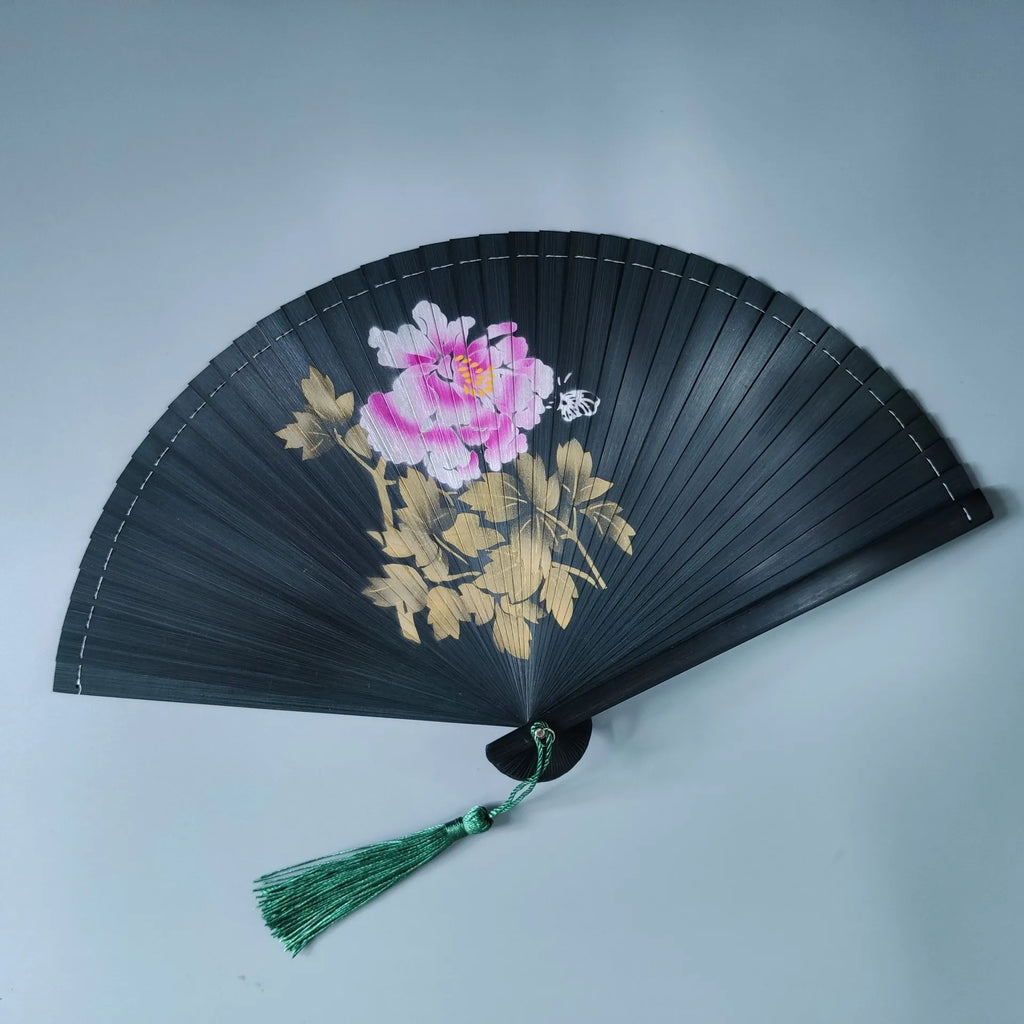 All bamboo spray painting fan high-end fine painting dance fan hollow carving folding fan Oasis Select 5